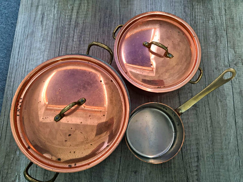 3tlg vintage kupfertopf set - 3tlg., kupfertopf-set